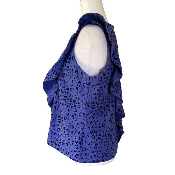 Tyler Boe Purple & Black Leopard Animal Print Asymmetrical Ruffle Tank Top - M - Picture 5 of 13